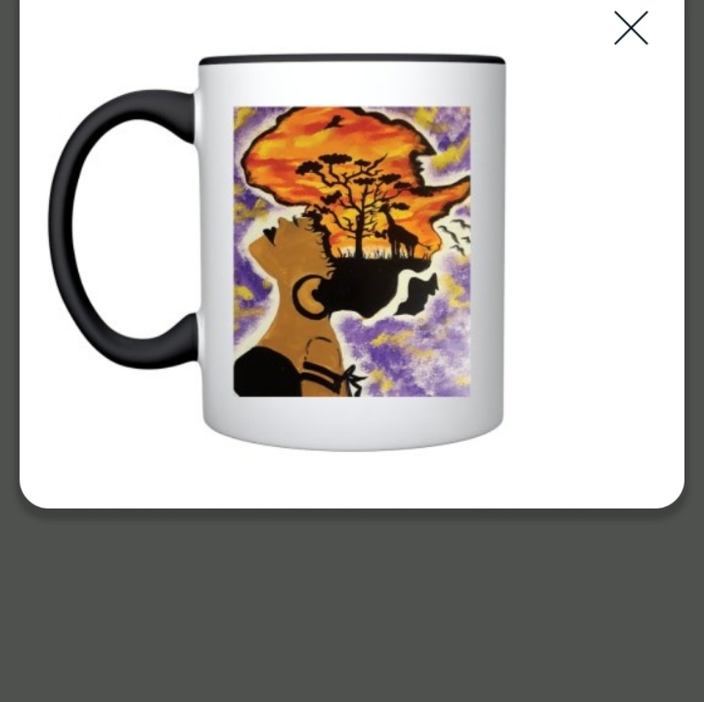 11oz ceramic mug.  Dishwasher ans microwave safe
